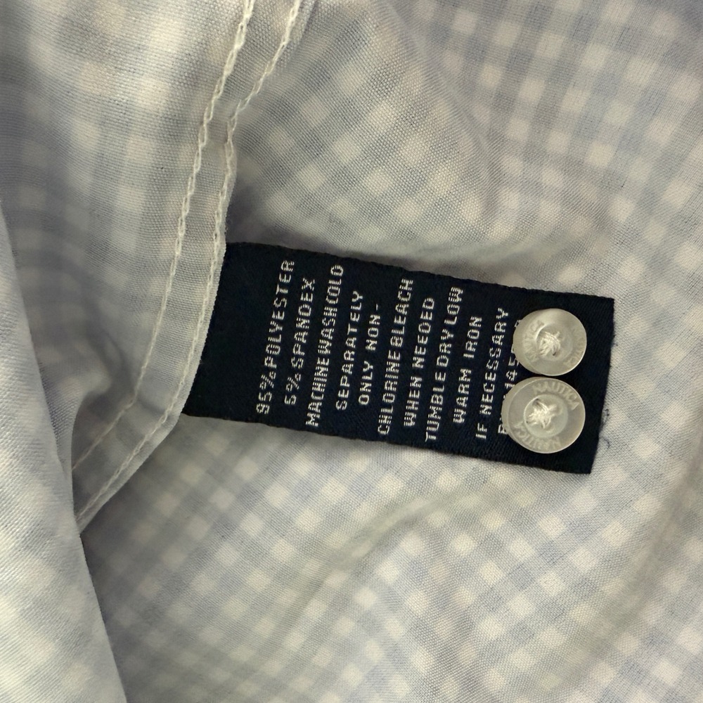 Nautica Button Down Shirt Mens Medium Slim Fit Gingham Long Sleeve Blue - Picture 8 of 10